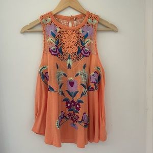 FREE PEOPLE Tank Top with Embroidery
